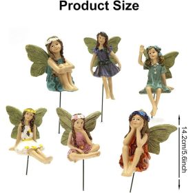 1pc Miniature Fairy Plug-In Statue, Garden Elf With Wings Crafts Little Girls Figures Ornament, Patio Garden Accessories