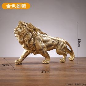 Golden Lion King Resin Ornament Home Office Desktop Animal Statue