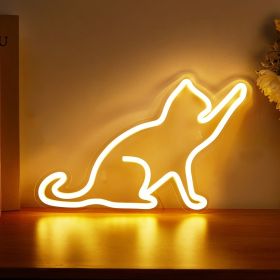 1pc LED Neon Sign Cat-shaped Night Lights, 5V USB Power Supply Neon Lamp With 2 Hooks