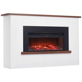 65.5 inch Freestanding Fireplaces, 1500W 5120BTU Fake Electric Fireplace Stove Heater with Mantel, Overheating Protection, Adjustable Flame