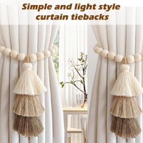 Handmade Magnetic Wooden Bead Curtain Tiebacks 2 PCS | Simple Elegant Magnetic Tassel Curtain Tie Backs | Accessories Wall Decoration | Drapery T