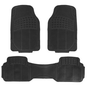 Set Of 3Pcs Automotive Floor Mats Set Front Rear PVC Rubber Floor Mats Heavy Duty Drive Vehicle Car Mats With Trimmable Design Fit Most Cars SUVs (Option: Black)