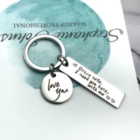 Creative Safe Driving Stainless Steel Lettering Keychain (Option: Silver-10x40mm)