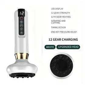 Body Gua Sha Scraping Massager. 12 Level Electric Vacuum Cupping Massager, Rechargeable And Cordless. Perfect For Halloween, Christmas And Birthd (Option: White)