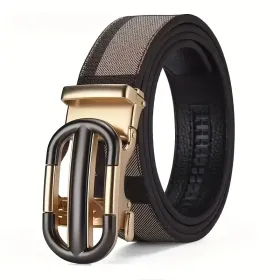 Men's Belt Hollow Alloy Automatic Buckle Printed Men's Belt Versatile High-end Belt Fashion Belt Strong And Durable Men's Belt, Men's Fashion Rat (Option: White)