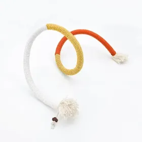 Cotton Rope Toys, 27.55Inches Color Blocking Cotton Rope Toys, Safe Cat Toys Teething Chew For Boredom And Stimulating (Option: OrangeYellowBeige)