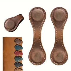 6 Handcrafted PU Leather Magnetic Bookmarks - Double-sided Retro Style, Bright Colors (red, Green, Brown, Blue, Black, Orange), Perfect For Gifts (Option: brown2pcs)