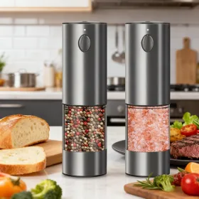 2PCS Electric Salt And Pepper Grinder Set - Battery-powered Spice Grinder, Adjustable For Coarseness (Option: defaulttitle)