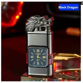 1pc Butane Lighter, Magic Dual Flame Lighter, Windproof Jet & Soft Flame Switchable Lighter, Quartz Dial Lighter, Invertible Flame, Perfect Gift (Option: Black)