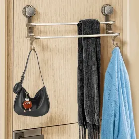 Brand-new Suction Cup Double-bar Towel Rack, Bathroom Hanging Towel Rack, Non-perforated Storage Rack (Option: Transparentdark)