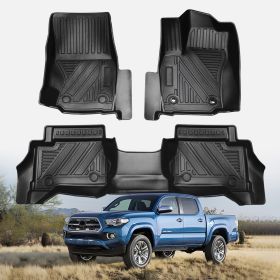 All Weather TPE Floor Liner Floor Mats Compatible With Tacoma 2024 Auto Accessories (Option: Black)