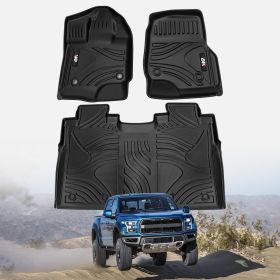 TPE All Weather Floor Mats Fit For Ford F150 2015-2025 Without Fold Flat Storage Waterproof Floor Liner For F150 Accessories 1st Floor Mats & 2-i (Option: Black)