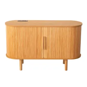 Fralimk Sideboard Buffet Cabinet With Storage, Modern Fluted Storage Cabinet For Dining Room, Tambour Door Console Table For Living Room (Option: Oak)