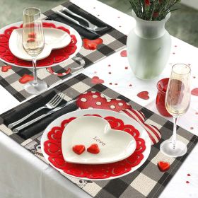 Valentines Day Placemats Set Of 4, 17x12.5 Inches With Gnomes And Hearts Pattern For Holiday Parties And Family Gatherings (Option: W13667822)