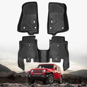MKR Waterproof And Stain-resistant TPE Car Floor Mats Black 3 PCS For Jeep Wrangler JL 2018 4 Doors Model Not Fit For Jeep Wrangler JK Or 4XE (Option: Black)