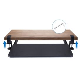 1Pc 25.59x9.64x0.51in Keyboard Mouse Tray Under Desk Retractable Slide Out Drawer Height Adjustable With C Clamp 55LBS Load (Option: Black)