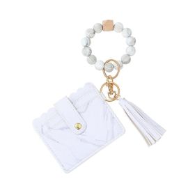 Women's Silicone Beads PU Tassel Silicone Bracelet Keychain (Option: Marble)