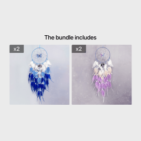 1pc; Fairy Butterfly Dream Catcher Gradient Color Crystal Stone Life Tree Feather Wind Chime Ornament Home Shop Decoration (Color: Blue*2+Purple*2)