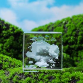 Moon; Cloud; 3D Cube Engraved Crystal Craft Ornaments; Desktop Bedroom Decorations (Items: Cloud Cover)