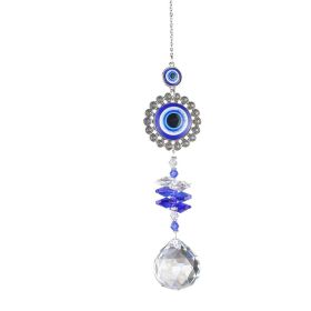 1pc Crystal Sun Catchers; Blue Butterfly Evil Eye Suncatcher Indoor Window With Prism Ball; Sunlight Rainbow Maker Good Luck Hanging Crystals (Style: Round)