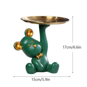 NORTHEUINS Resin Bear Empty Pocket House Entry Decoration Keys Tray (Color: Green)
