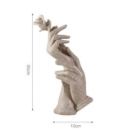 Home Decoration Resin Sculpture Statue Living Room Wine Cabinet Modern Fashion Hand-held Rose Ornaments Golden (Color: L-B)