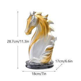 NORTHEUINS Resin Horse Head Wine Rack Figurines Interior Bottle Holder (Color: Silver)