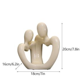 NORTHEUINS Ceramic Abstract Couple Statue European Figure (Color: B)