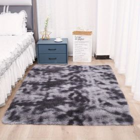 Plush Silk Fur Rug for Indoor Bedroom and Living Room - Soft and Luxurious Floor Mat (Color: Tie-dye Dark Gray, size: 62.99*78.74inch)