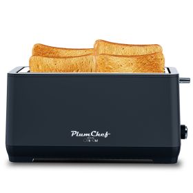 4-Slice Toaster, Extra Wide Long Slot, 6 Settings, Bagel, Defrost, Reheat, Removable Crumb Tray (Option: KRT6031B)