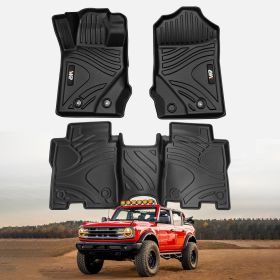 MKR Car Floor Mats For 2021-2023 Ford Bronco 3D TPE All-Weather Floor Mats - Full Set Interior Car Accessories All-Weather (Option: Black)